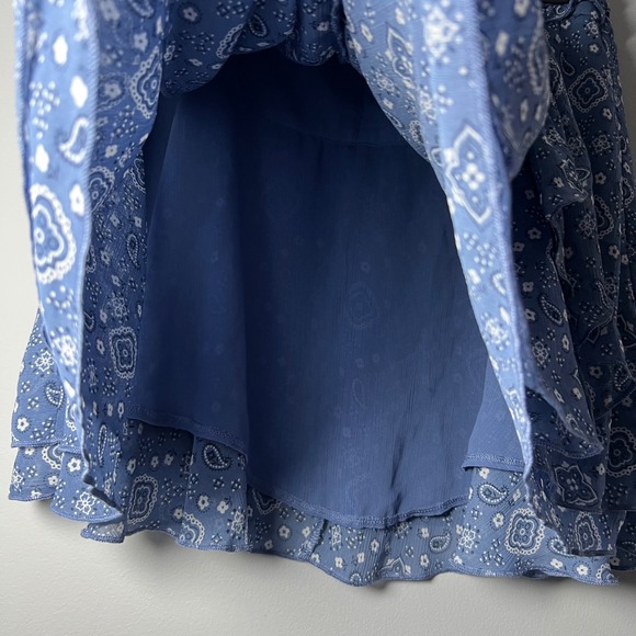 Aerie Blue Paisley Ruffle Wrap Mini Skirt Size Large Fairy Romantic Whimsical - Picture 5 of 9